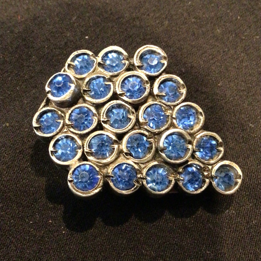 Antique Victorian Blue Rhinestone Fur Clip W Updated Hardware